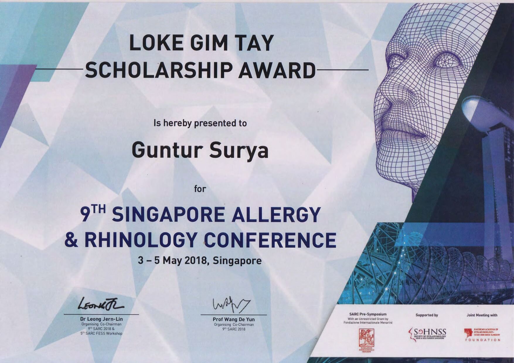 Loke Gim Tay Scholarship 5th SARC Singapore, 2018